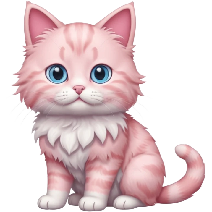 full body of baby American Bobtail pink cat  emoji