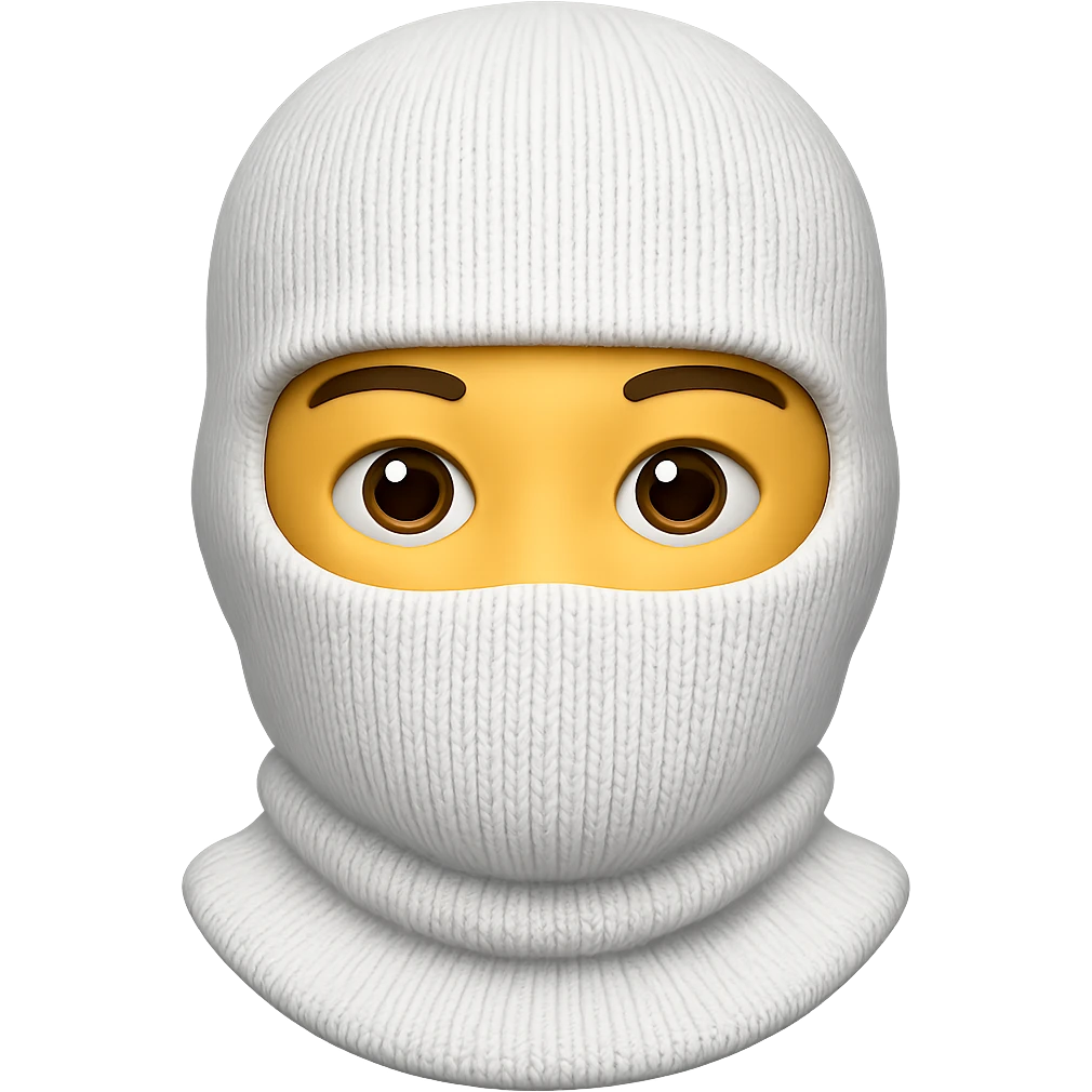 white balaclava emoji style without mouth emoji