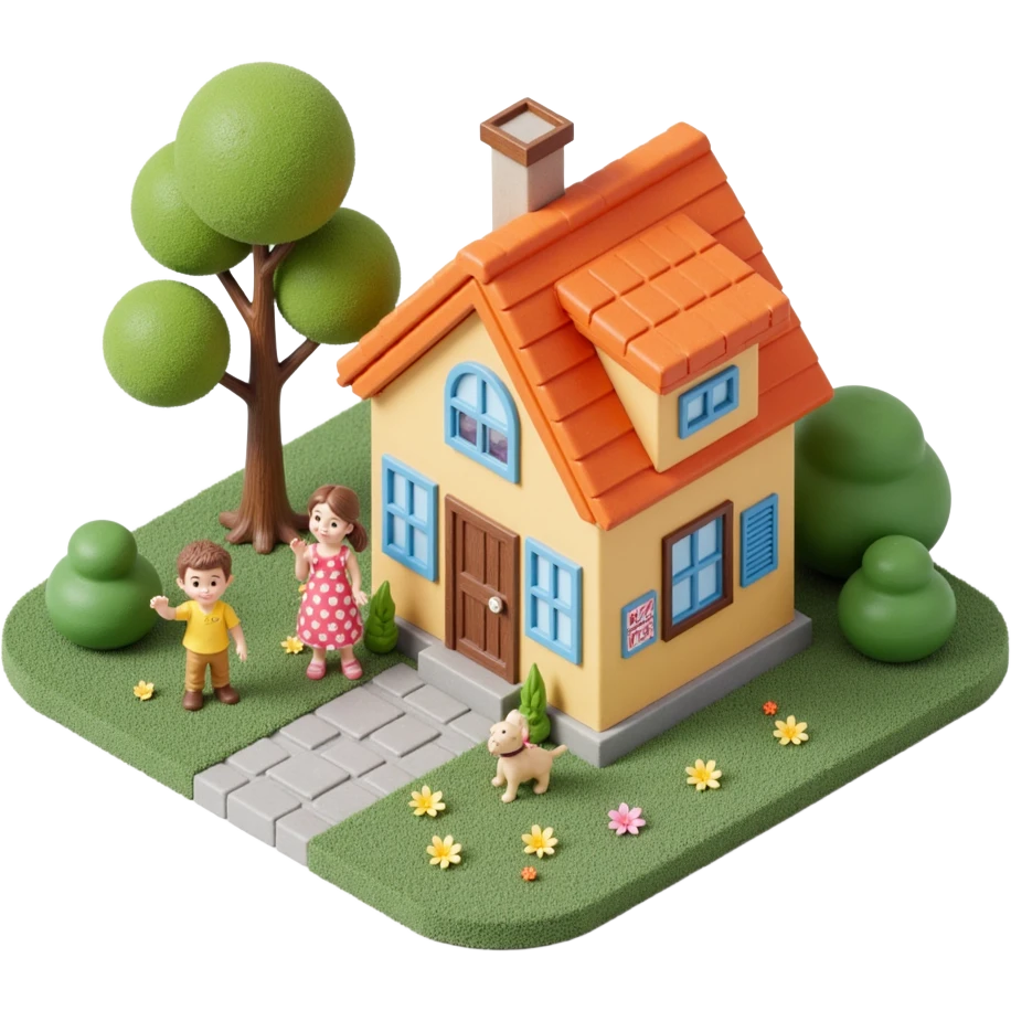 house with a family and pet emoji