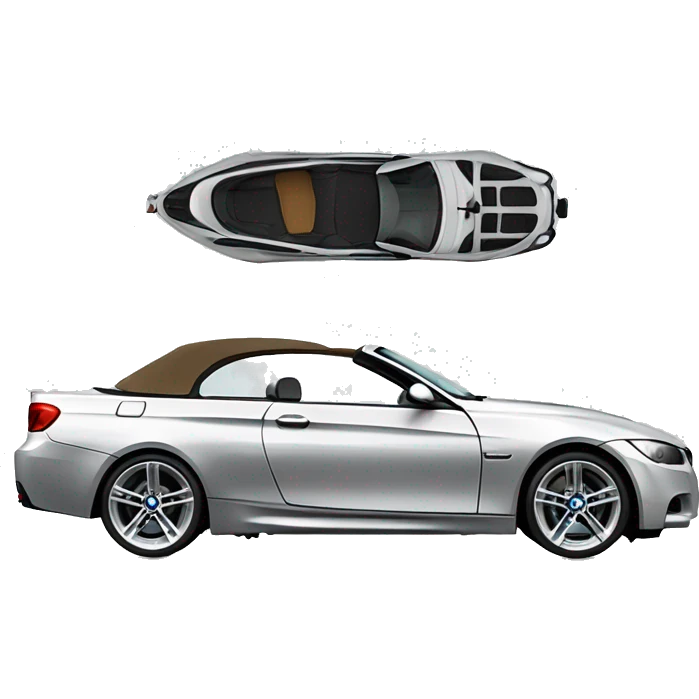 A single BMW 335i Msport with roof down side view emoji