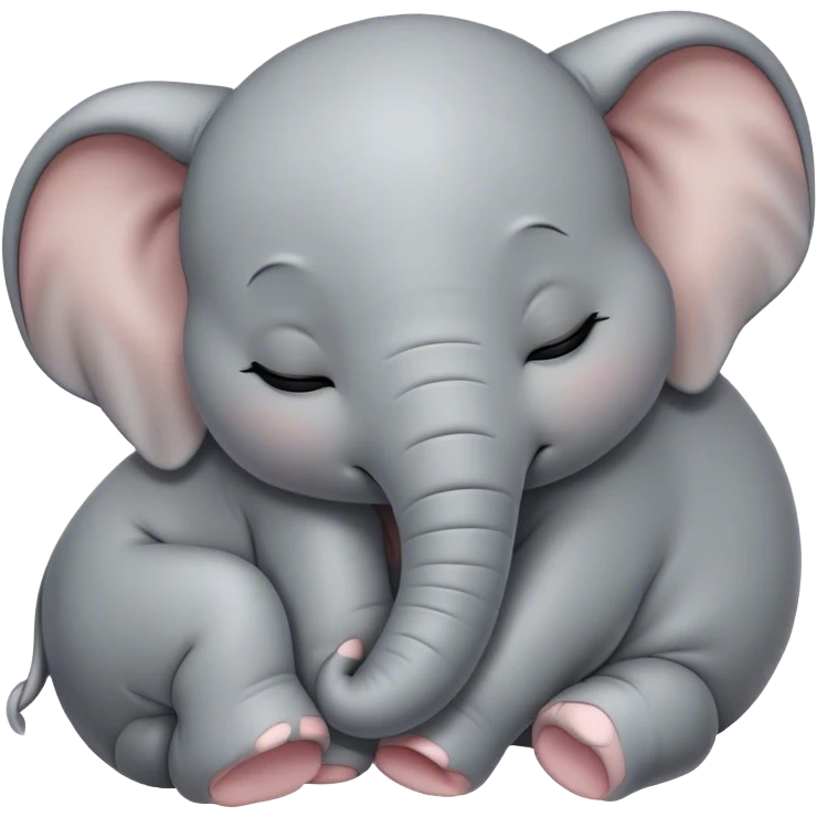 Meme-Worthy Cute Sleeping Baby Elephant Portrait Emoji, Head resting peacefully with a contented smile, showcasing a delightfully tiny build and a luxuriously soft gray hide, eyes shut in a serene, restful nap, Simplified yet hilariously adorable features, highly detailed, glowing with a soft, drowsy light, high shine, relaxed and utterly lovable, stylized with an air of playful laziness, bright and heartwarming, soft glowing outline, capturing the essence of a comically sleepy baby elephant, so meme-worthy it feels like it could instantly become the next viral sensation of adorable slumber! emoji