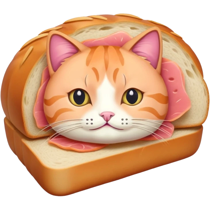 a cat in a bread loaf form but it's actually salmon emoji