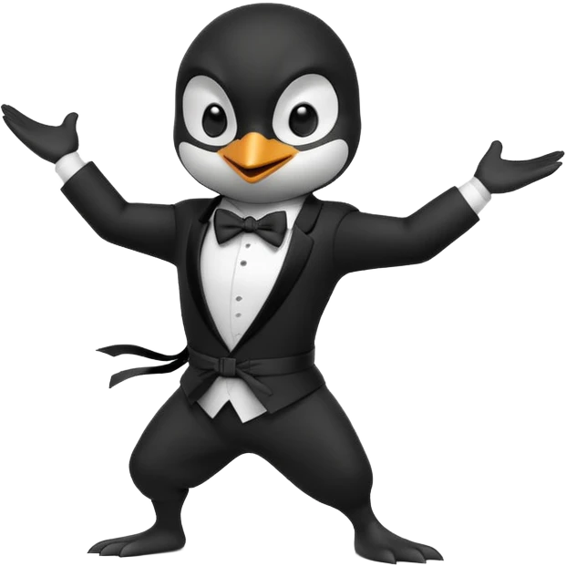 penguin ninja in action pose emoji