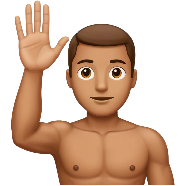 man with hand raised half way emoji