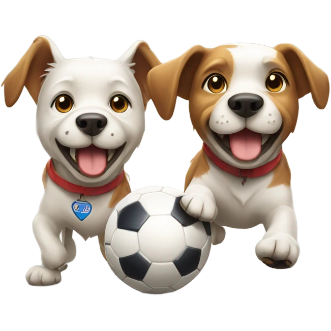 Two dogs playing soccer emoji