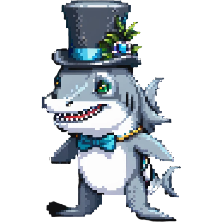 shark wearing a top hat and monocle emoji
