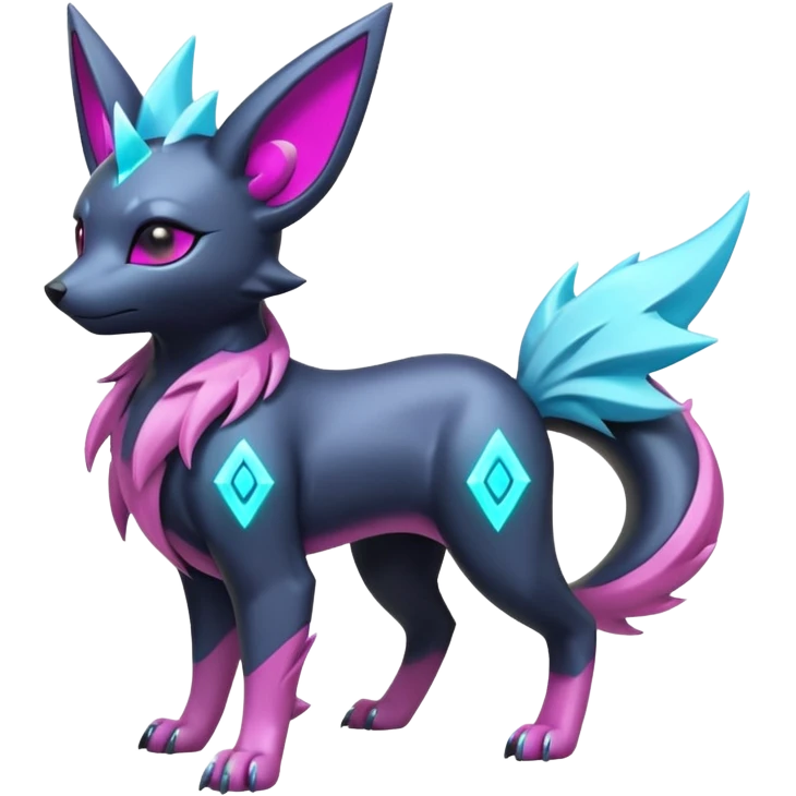 White and magenta pastel soft glossy smooth alloy divine holy legendary epic ethereal fantasy cyperpunk futuristic feral Manectric-Luxray-Umbreon-Vaporeon-Amaura-Electrike-Zerora-fusion-creature  emoji