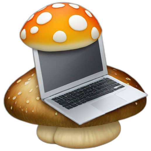 laptop on top of a mushroom emoji