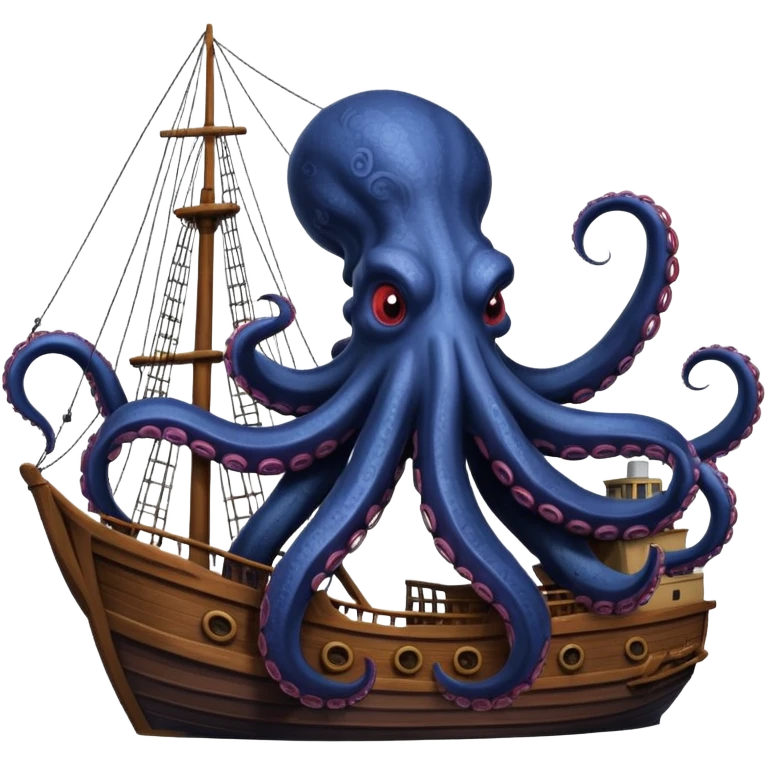 Kraken – Giant octopus with tentacles wrapping a ship emoji