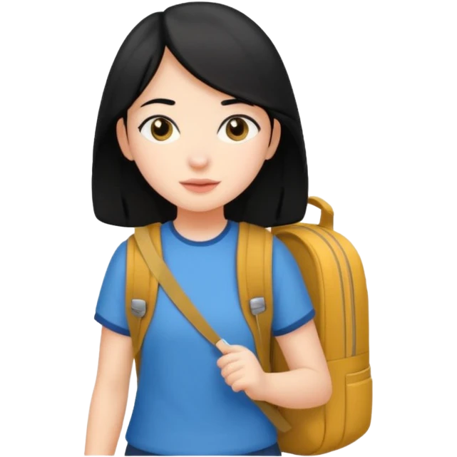 girl with black hair arriving to school on time emoji