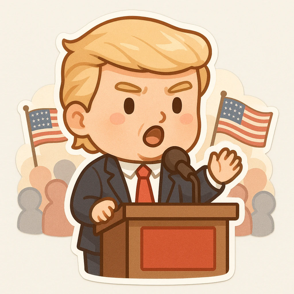 Donald Trump speaking at a rally emoji