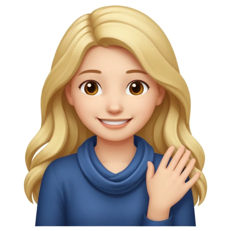 Girl smiling with hands around neck emoji