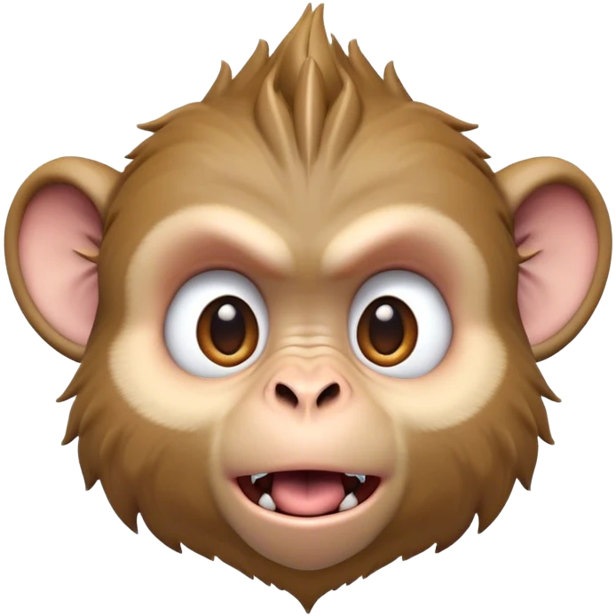 Cinematic Comical Macaque Portrait Emoji, Head tilted dramatically with an exaggerated, shocked expression and a raised eyebrow, featuring a lively, nimble build with spiky fur and wide, comically expressive eyes, Simplified yet hilariously animated features, highly detailed, glowing with a slightly sassy, vibrant glow, high shine, dramatic yet playful, stylized with an air of cheeky primate attitude, soft glowing outline, capturing the essence of a meme-worthy macaque that looks ready to deliver a playful side-eye into viral fame! emoji