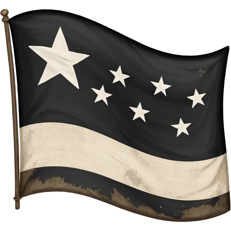 Black flag with a white E in the middle with 13 stars surrounding it emoji