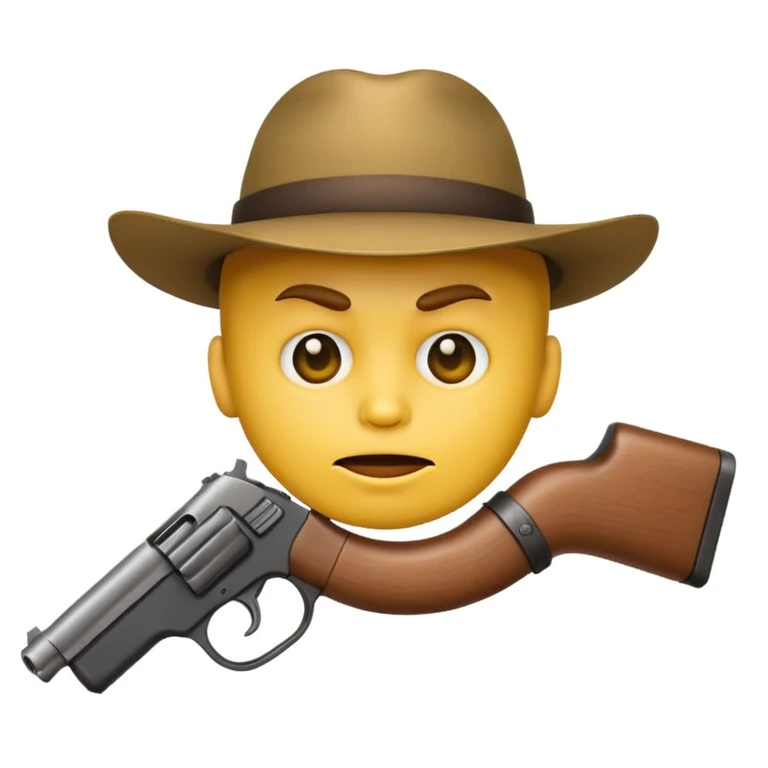 Standard yellow face emoji with a gun in its mouth emoji