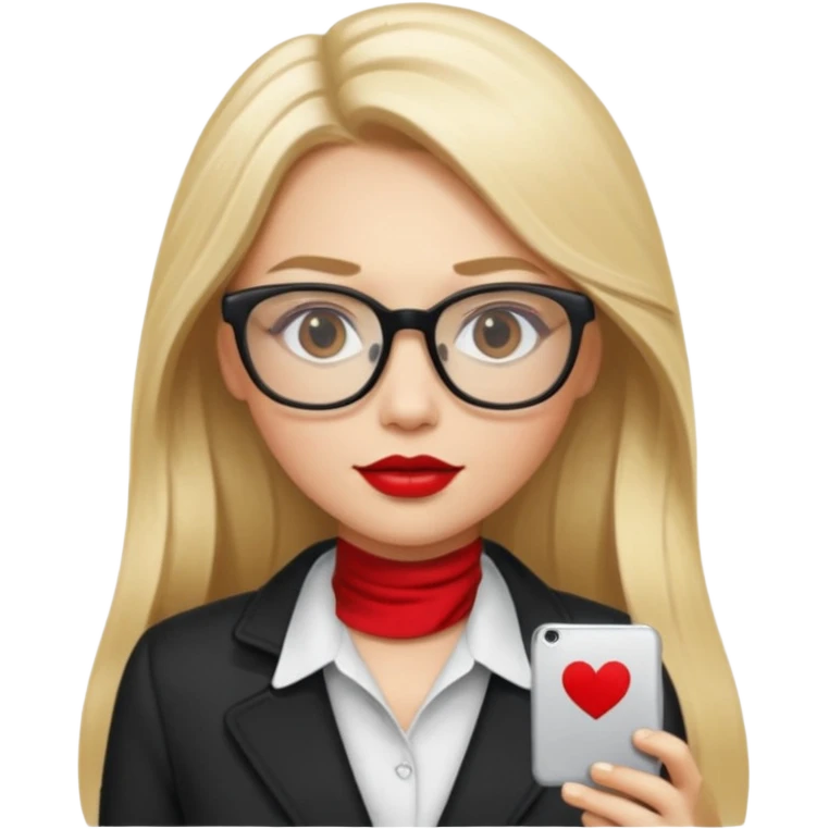 blondy girl with glasses learn analytics she is so pretty and seems like director bitch of company. with long hair and red lips and with makeup. She is data analyst emoji