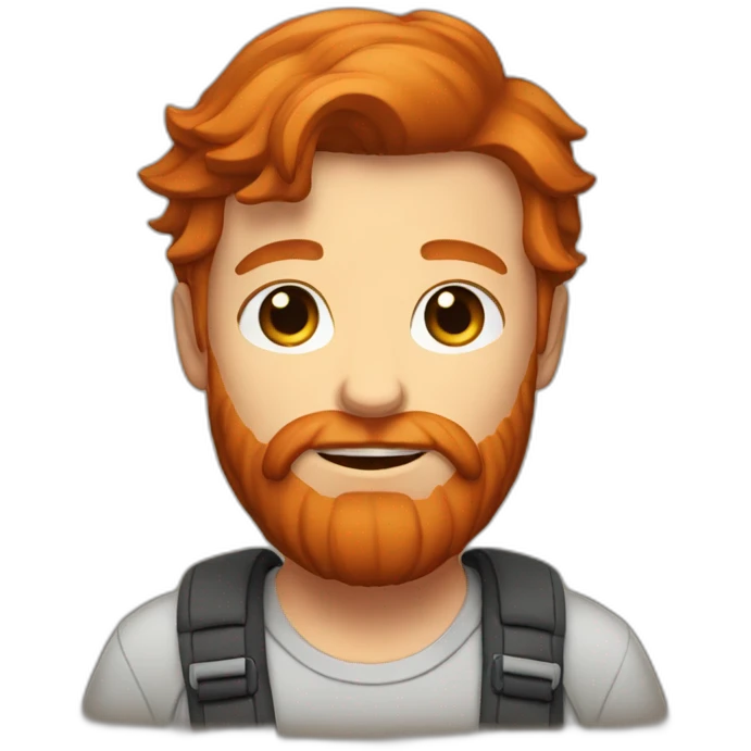 Squatting redhead guy with beard emoji