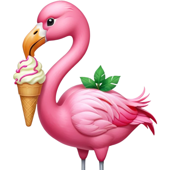 Flamingo eating ice cream emoji