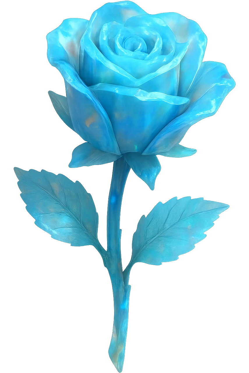 blue Opal crystal rose flower, remove background emoji
