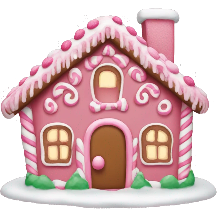 Pink gingerbread house emoji