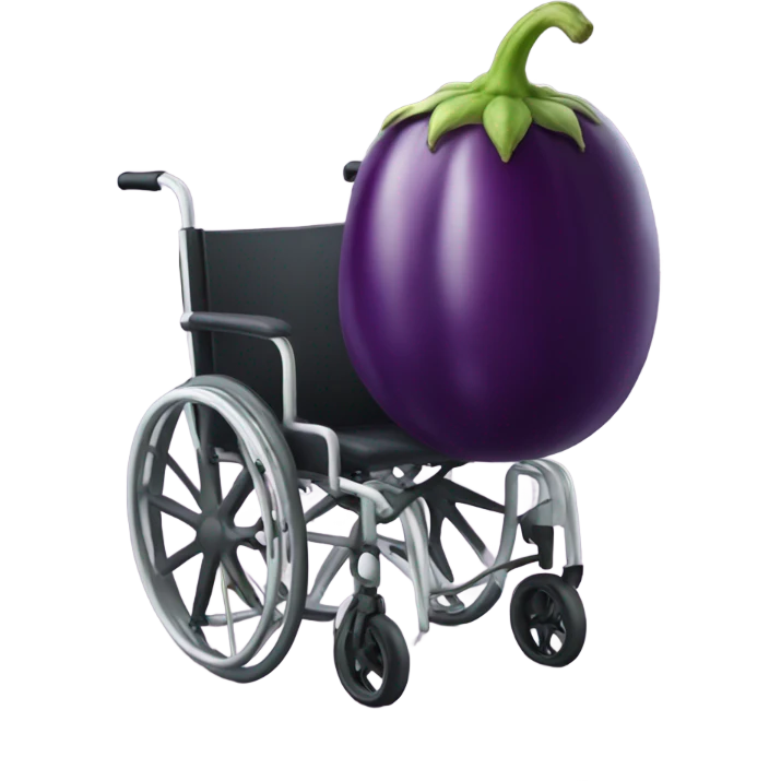 Wheelchair with eggplant emoji