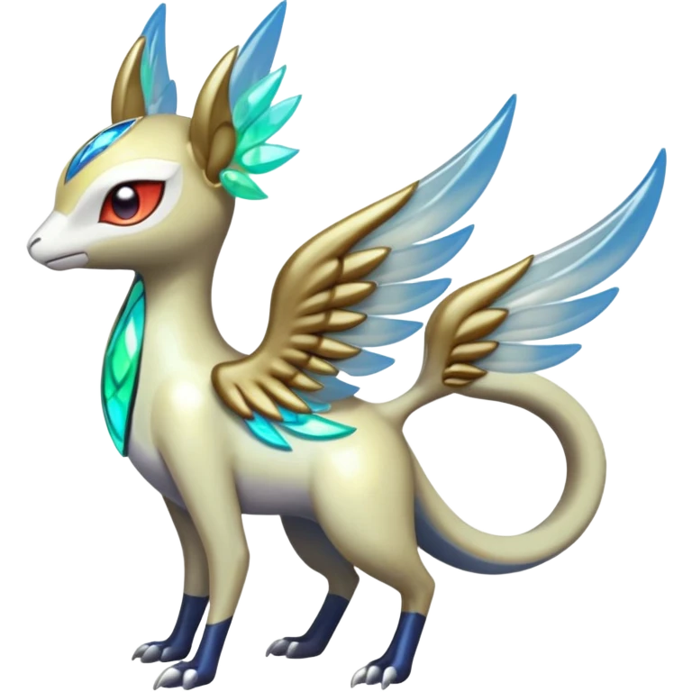 Angelic Divine Iridescent Bioluminescent Translucent Luminescent Diaphanous Shiny Colorful Meloetta-Latias-Koraidon-Peppercat-Wargreymon-Protogen-Fakémon-fusion-hybrid-creature emoji