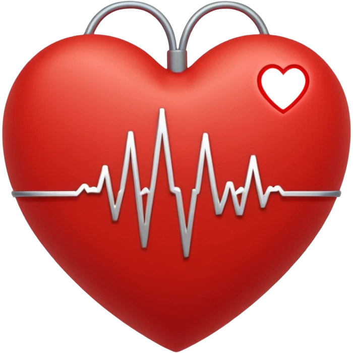 basic red heart, solid color, nothing special.  with ekg line through it emoji