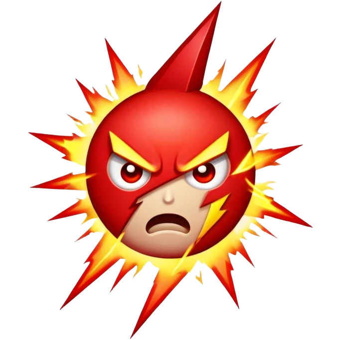 Red lightning bolt with eyes and remorseful expression emoji