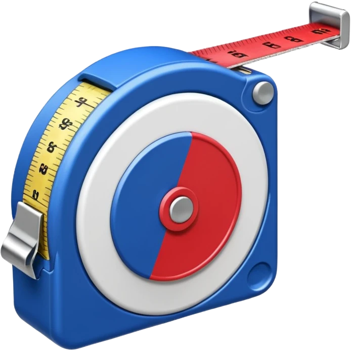 Create my a cartoon/realistic tape measure thats red white and blue. Do not include any yellow. emoji