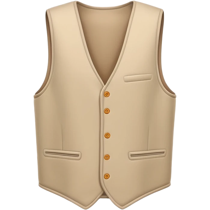 A 3D Apple-style emoji of a simple sleeveless vest (yelek), front view, minimal and clean design, soft fabric texture, neutral colors, cartoon-like and cute style emoji