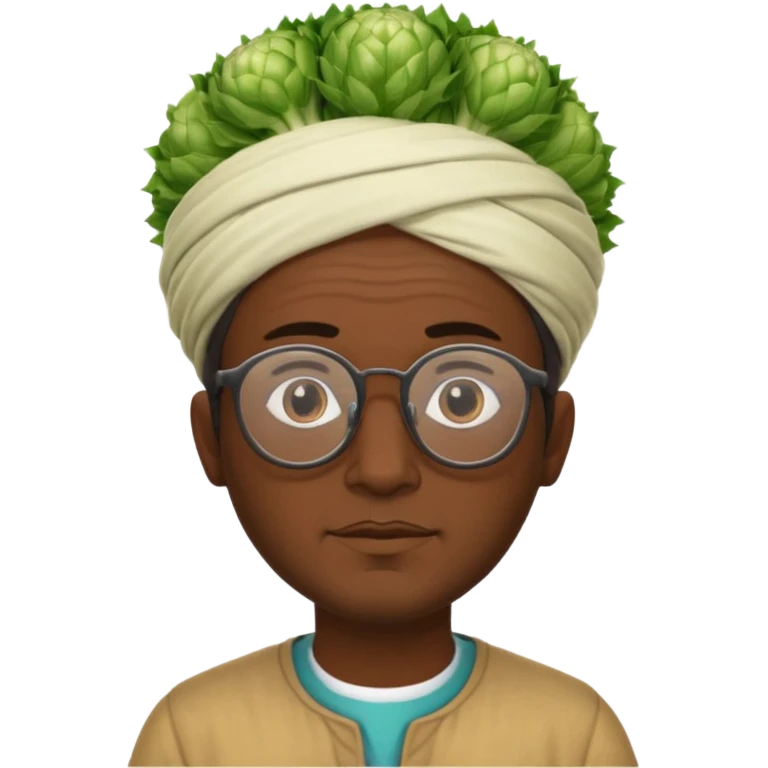 Half moroccan man with a fennel on his head and glasses on emoji