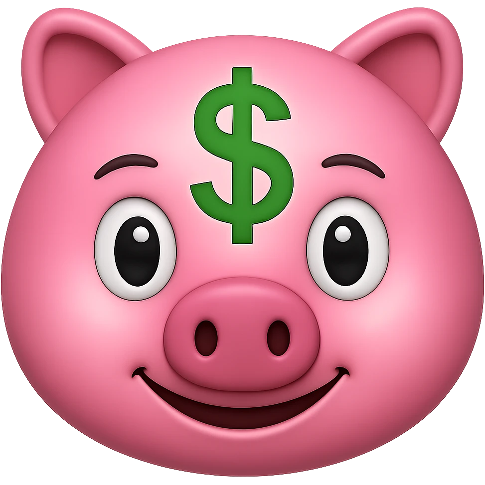 pink money emoji with a dollar sign emoji