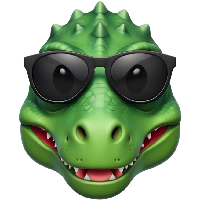 face of a dinosaur with black sunglasses on emoji