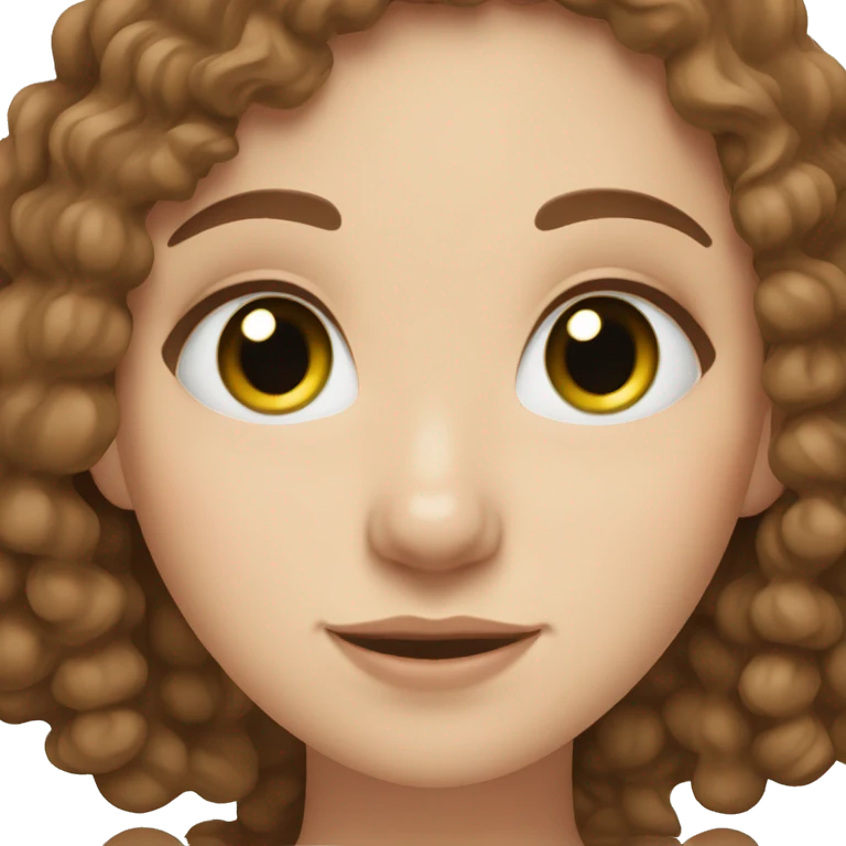 white girl with brown curly hair and a mole on her cheek with green eyes  emoji