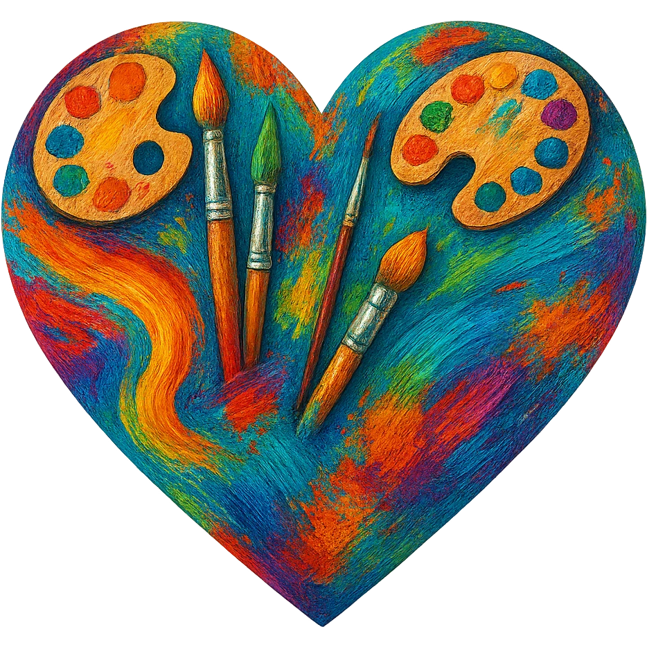 heart with a painting and art theme emoji