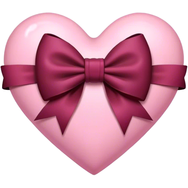 Pink heart with a burgundy bow in the middle emoji