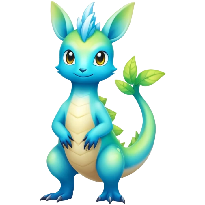 Shiny Exotic Colorful Amaura-Aurorus-Fakémon-hybrid-creature (full body)  emoji