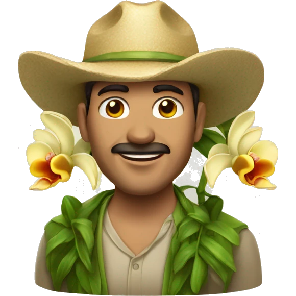 hombre disfrazado de orquídeas emoji