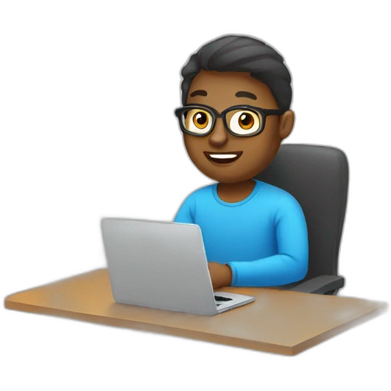 digital marketer at computer without glasses emoji