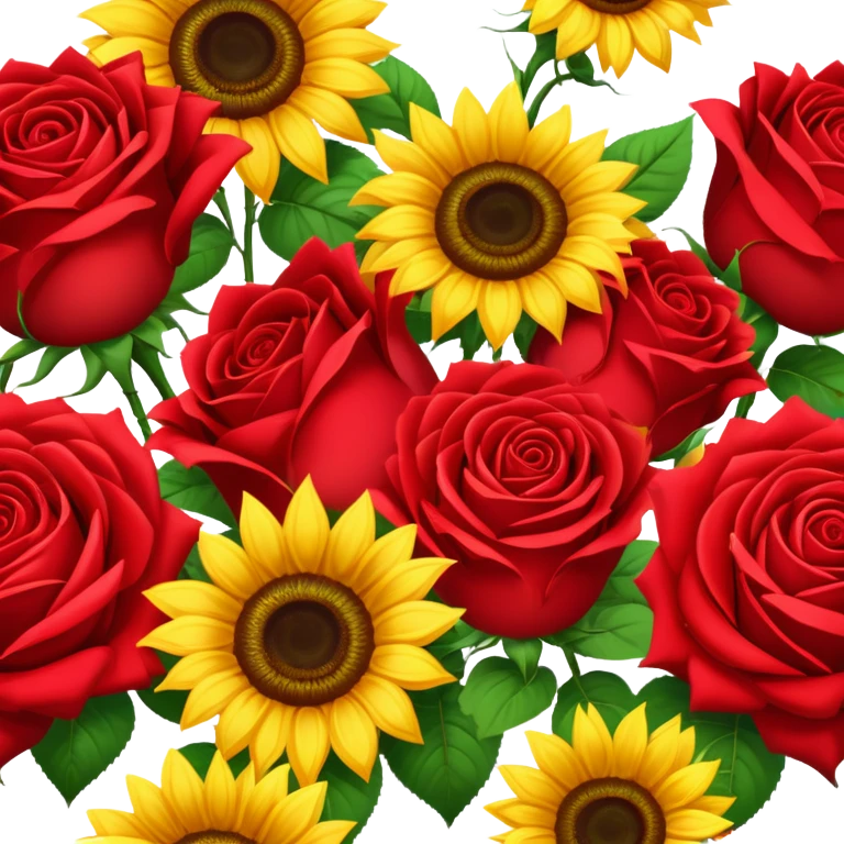 red roses and sunflowers emoji