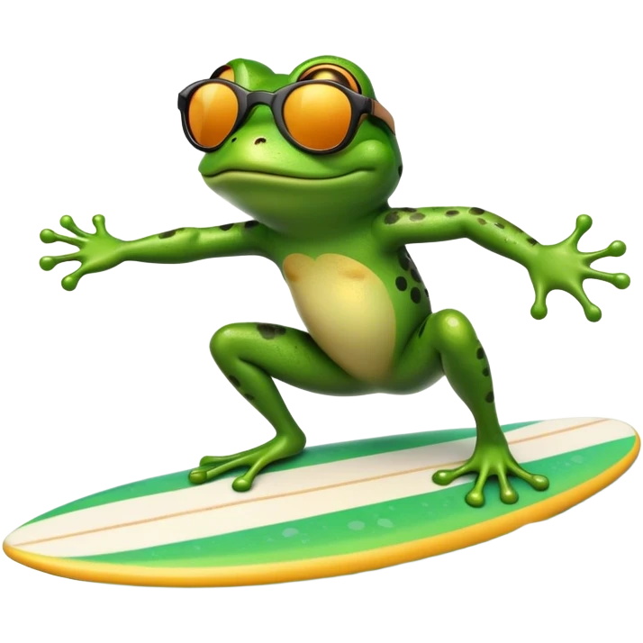 Frog with sunglasses surfing  emoji