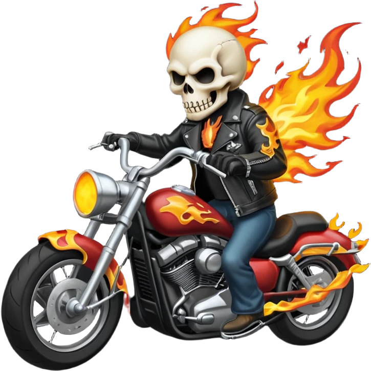 Питон на мотоцикле в виде призрачного гонщика emoji