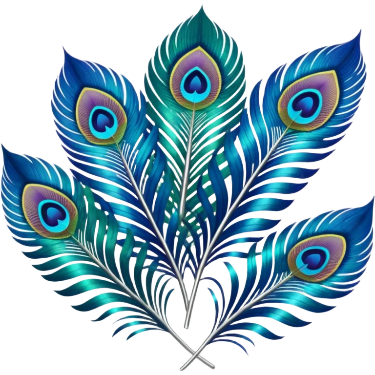 Iridescent pearlescent detailed peacock feathers emoji
