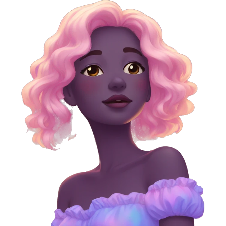 Dreamy pretty shiny colorful girl in nature aesthetic emoji