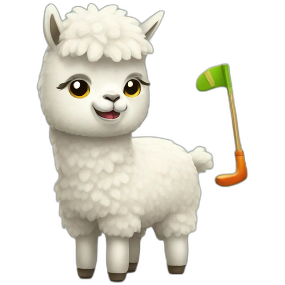 Alpaca playing golf club emoji