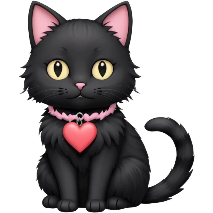 pastel emo black cat with a heart collar emoji