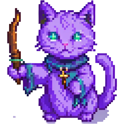 purple cat casting a spell emoji