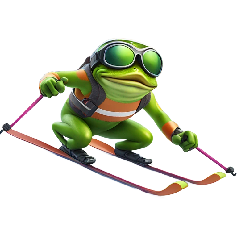 Frog skiing emoji