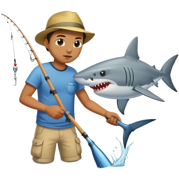 Fishing a shark out of water emoji