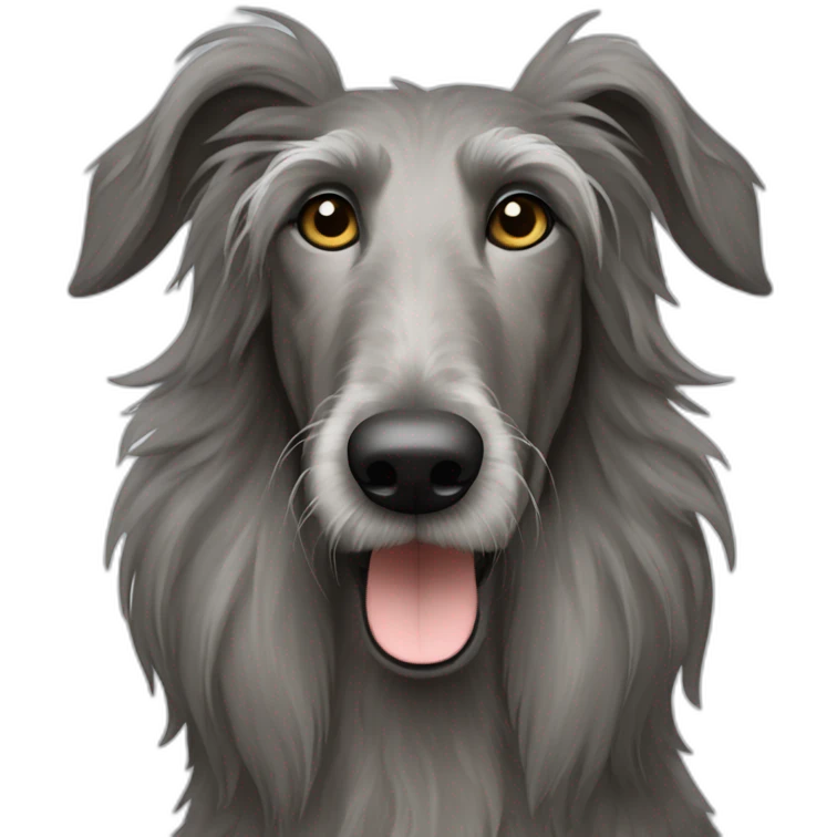 Scottish deerhound with caramel hair, black eyes, white nose emoji